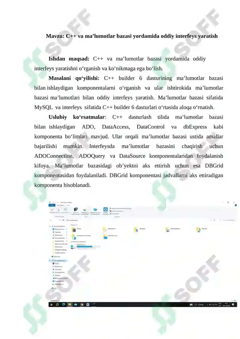 C++ va ma’lumotlar bazasi yordamida oddiy interfeys yaratish 2