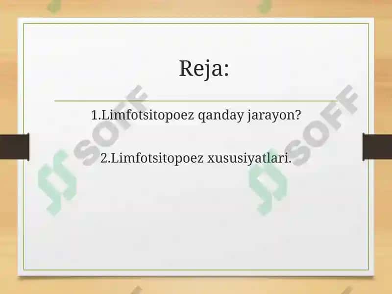 Limfotsitopoezning hususiyatlari 2