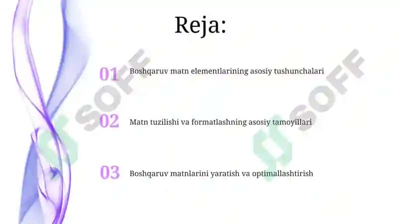 Boshqaruvning matnli elementlari 2