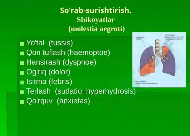 Nafas tizimi sorab surishtirish ikp 2