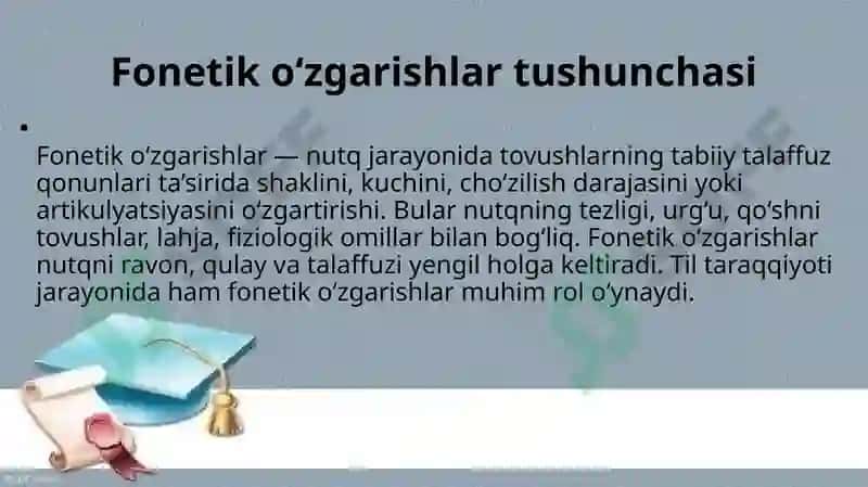 Nutq tovushlarining fonetik oʻzgarishlari 2