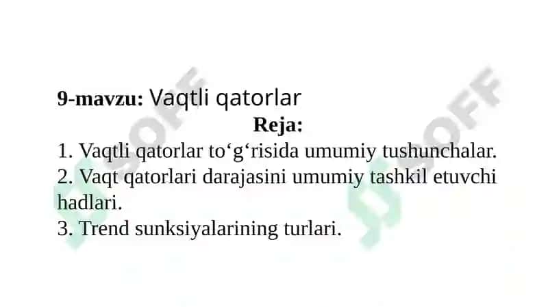 Vaqtli qatorlar 2