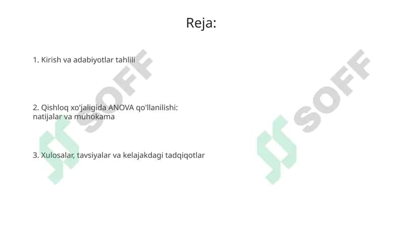 Qishloq xo'jaligida ANOVA tahlili 2