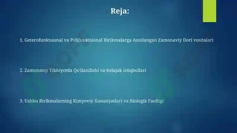 Zamonaviy dori vositalari 2