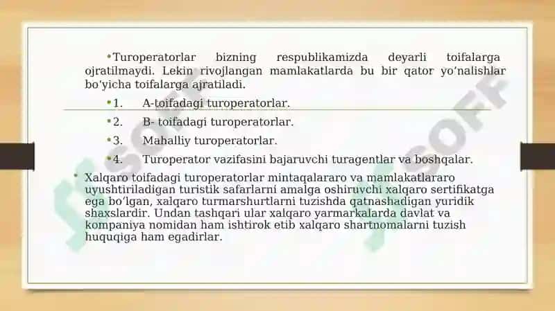 Turoperatorlarni Toifalarga Ajratish 2