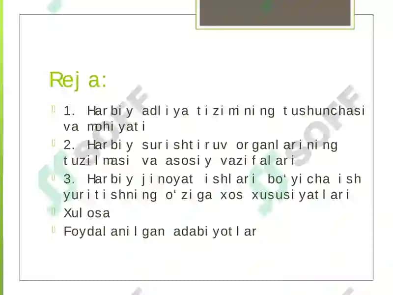 Harbiy adliya va surishtiruv organlari 2