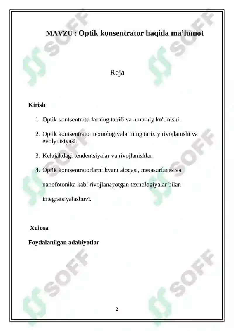 Optik konsentrator 2