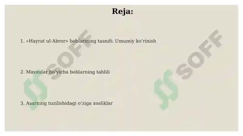 Hayrat ul abror boblar tasnifi 2