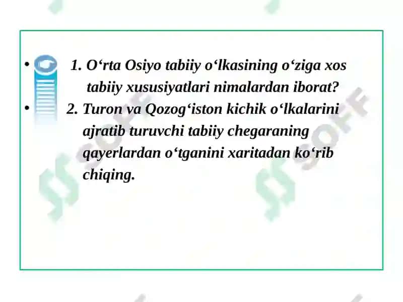 O‘RTA OSIYONING KICHIK O‘LKALARIVA TABIIY RAYONLARI 2