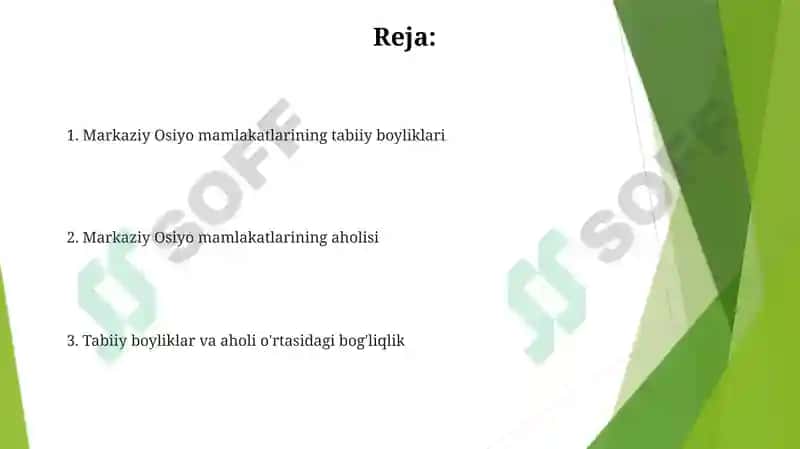 Osiyo mamlakatlari tabiiy resurslari va aholisi 2