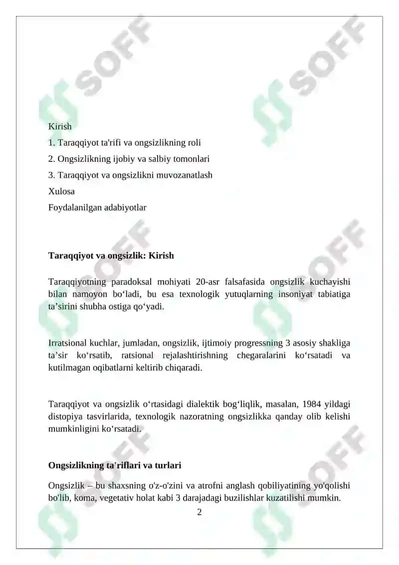 Taraqqiyot va ongsizlik 2