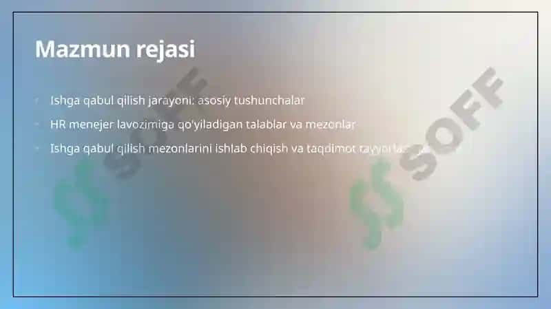 Ishga qabul qilish mezonlari 2