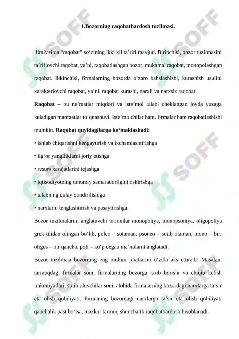 Bozor iqtisodiyotida raqobat 2