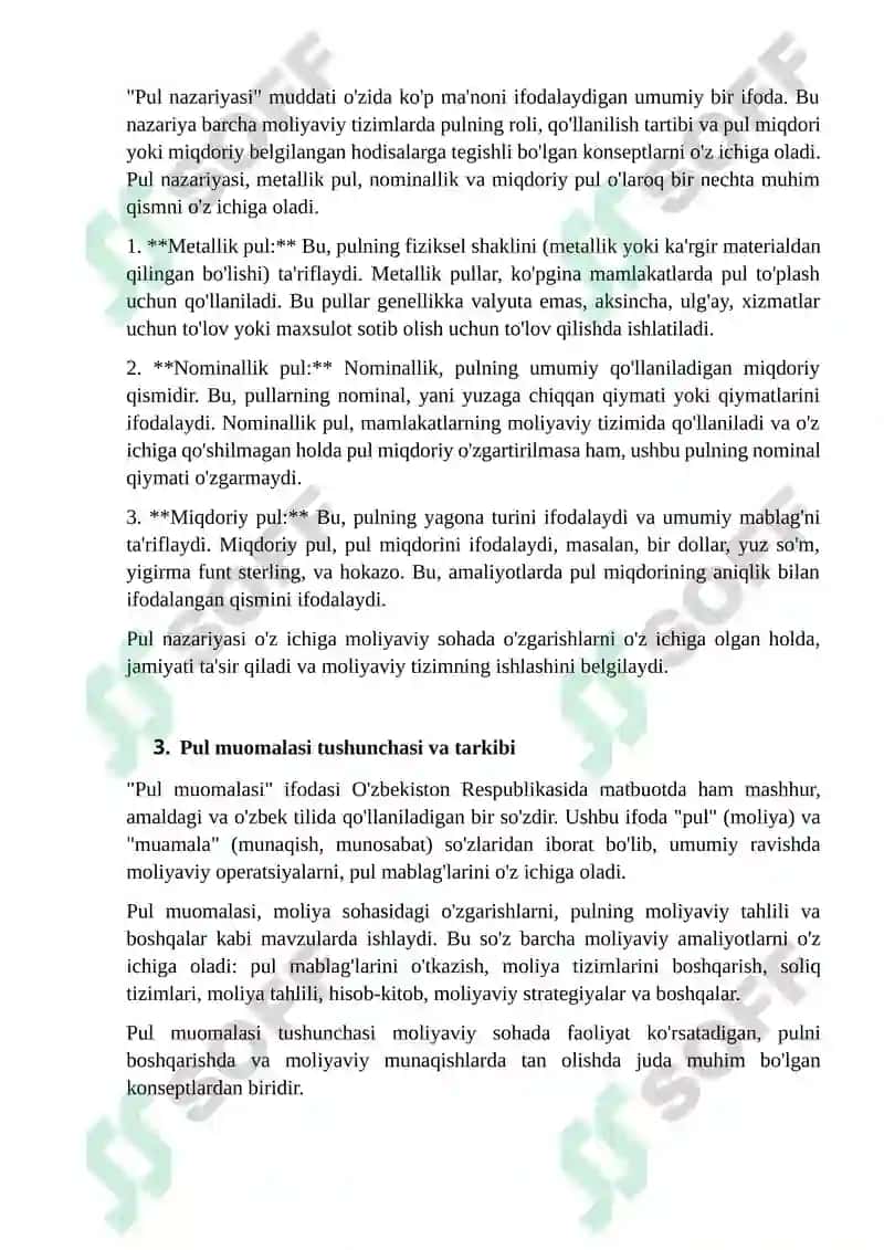 Pulning funksiyalari va turlari 2