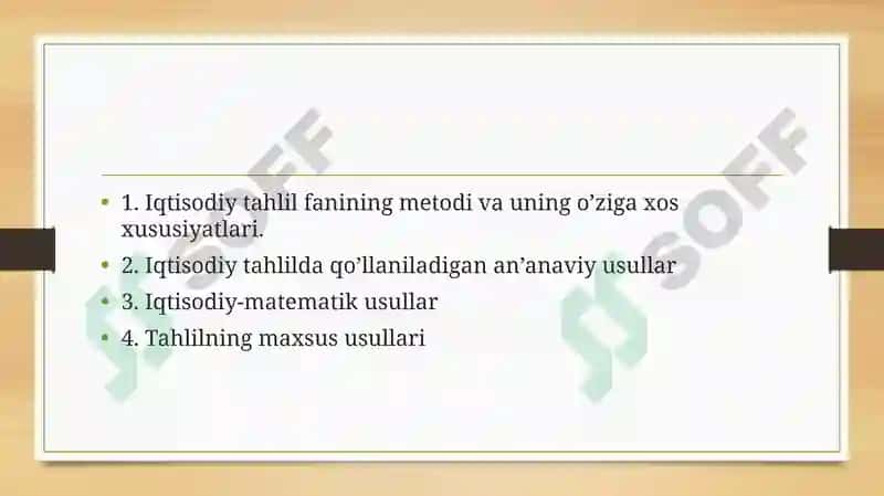 Iqtisodiy Tahlilning Metodi va Usullari 2