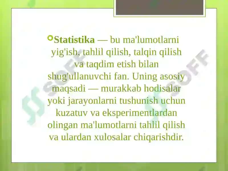 Statistika faniga kirish 2