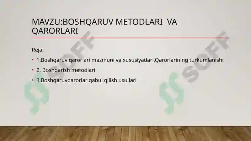 Boshqaruv metodlari va qarorlari 2