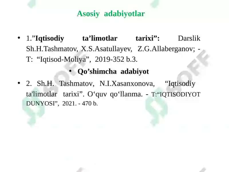 Iqtisodiy ta'limotlar tarixi 2