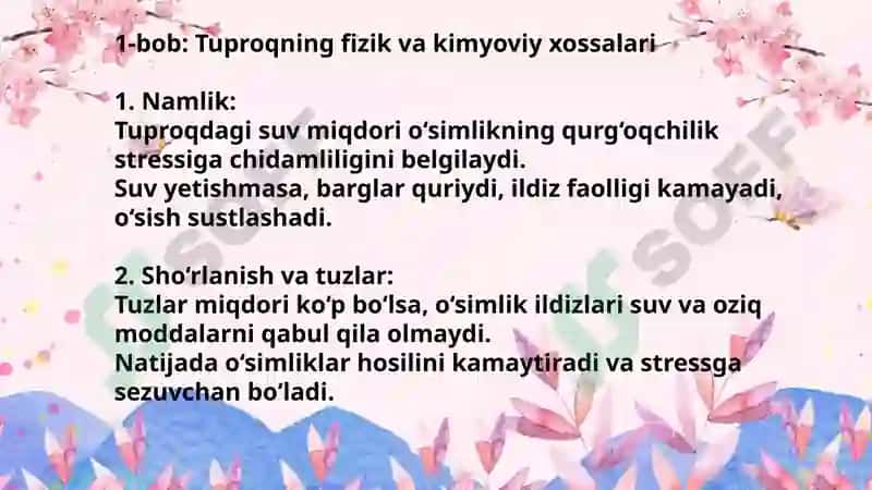 O‘simlik chidamliligiga tuproq holatining ta’siri 2
