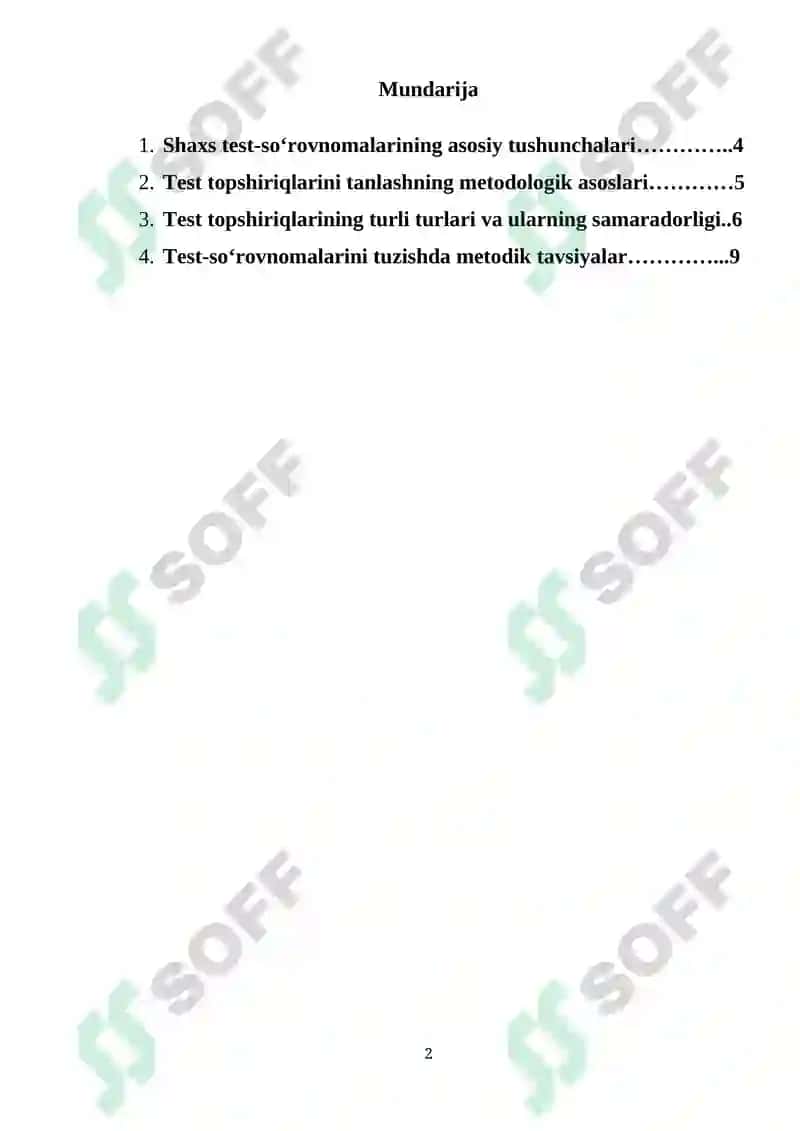 Shaxs test-so‘rovnomalarining asosiy tushunchalari 2