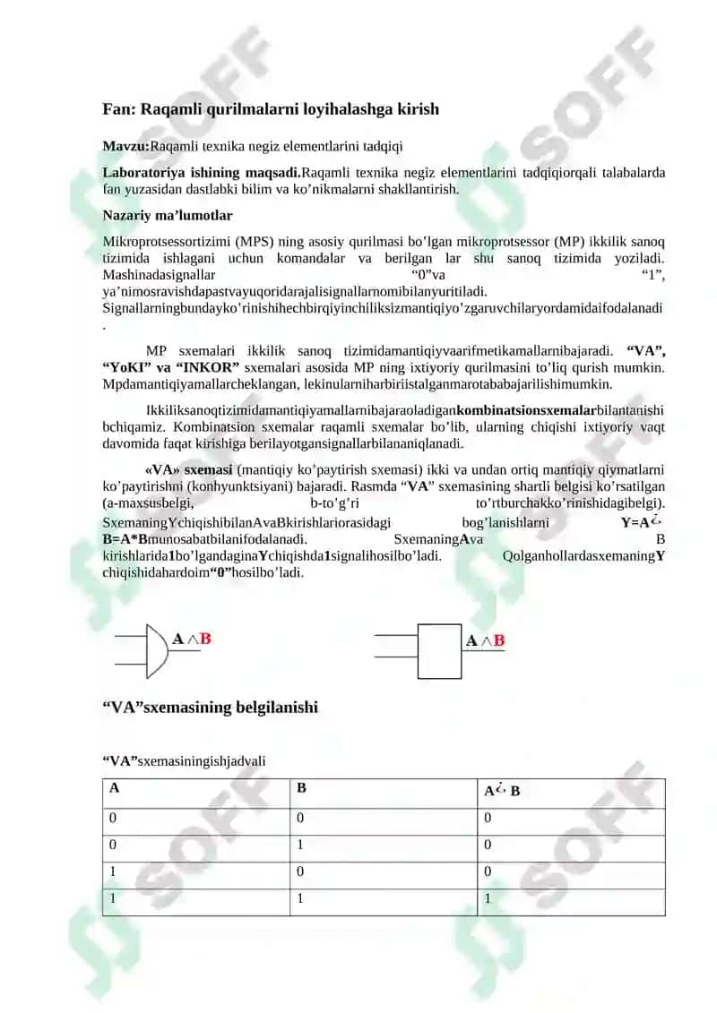 Raqamli texnika negiz elementlarini tadqiqi 2