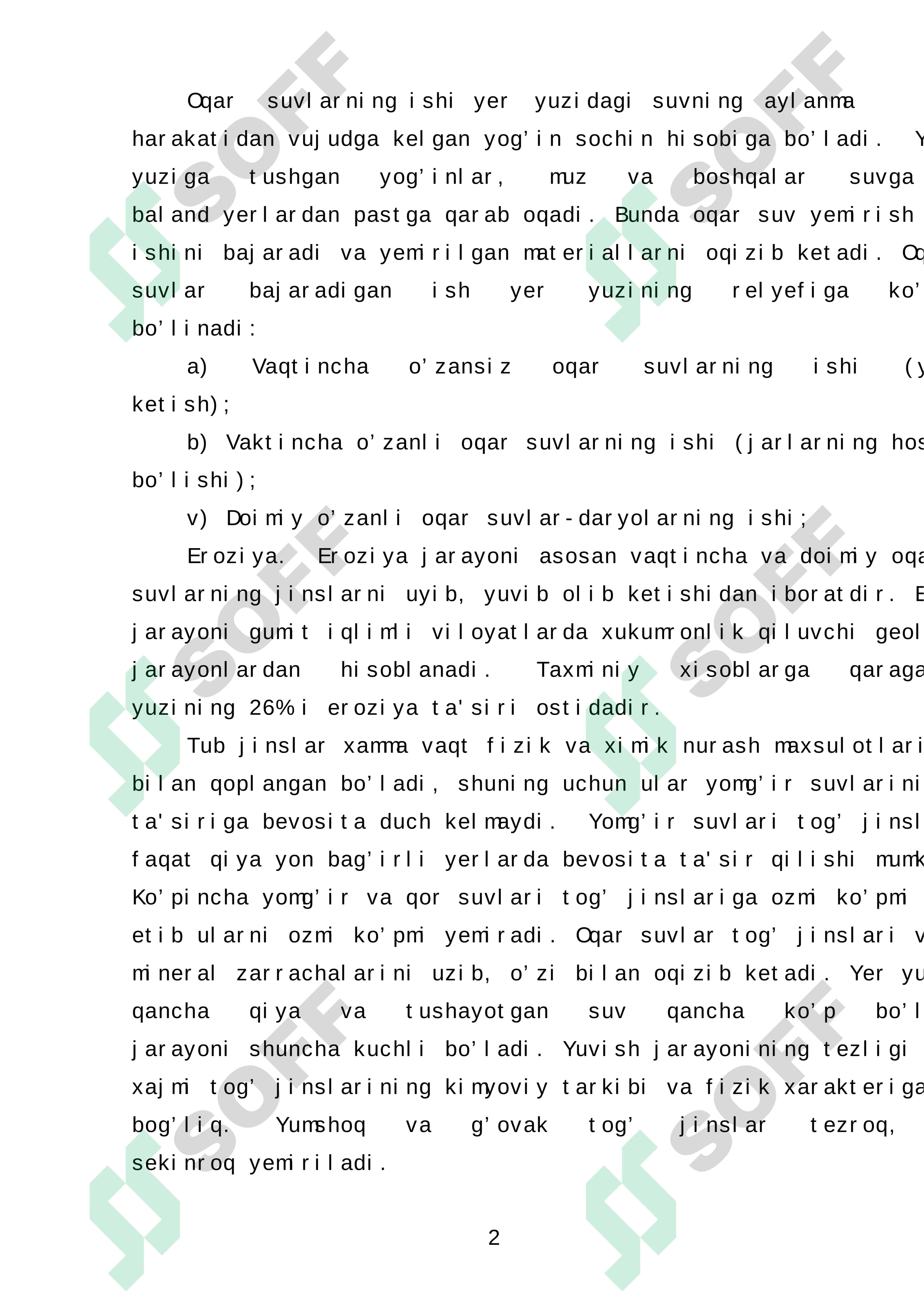Oqar suvlarning geologik ishi 2
