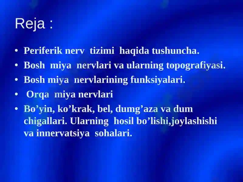 Bosh miya orqa miya nervlarining tuzilishi va vazifalari 2