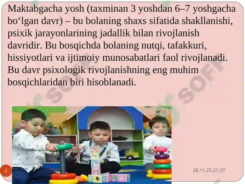 Maktabgacha tarbiya davri psixologiyasi 2
