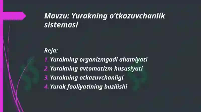 Yurakning o'tkazuvchanlik sistemasi 2