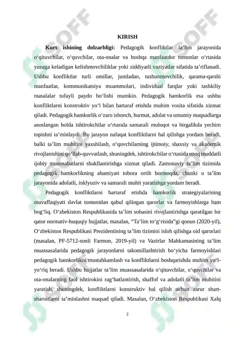 PEDAGOG KONFLIKTLARNI BARTARAF ETISHDA PEDAGOGIK HAMKORLIK 2