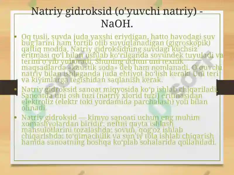 Natriy gidroksid (o'yuvchi natriy) 2