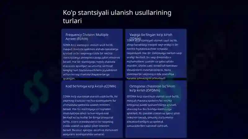 Simsiz aloqa tizimlarida koʻpstantsiyali ulanish usullari 2