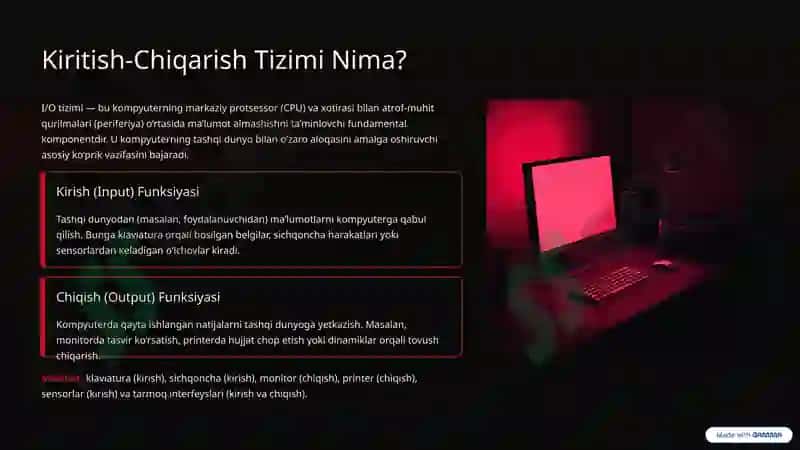 Kiritish-Chiqarish (I/O) Tizimlarining Ishlash Prinsipi 2