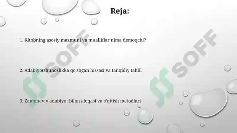 "Jahon adiblari adabiyot haqida” kitobini oʻrganish 2