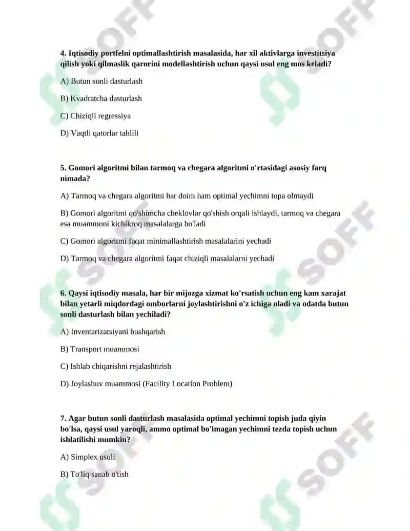 Iqtisodiy masalalarning butun sonli yechimini topish 2