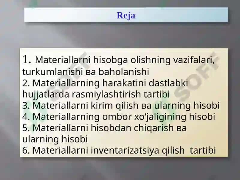 Tovar moddiy zahiralari hisobi 2