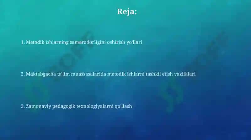 Metodik ishlarni tashkil etish vazifalari 2