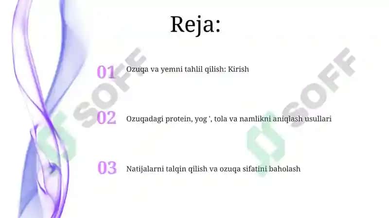 Oziq-ovqat va ozuqa tahlili 2
