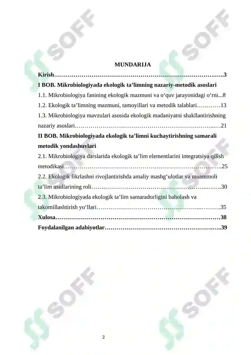 Mikrobiologiyada ekologik ta’limni kuchaytirish metodikasi 2