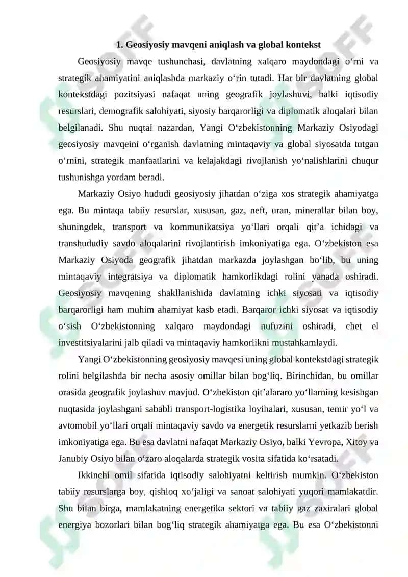 Yangi O‘zbekistonning Markaziy Osiyodagi geosiyosiy mavqeyi 2