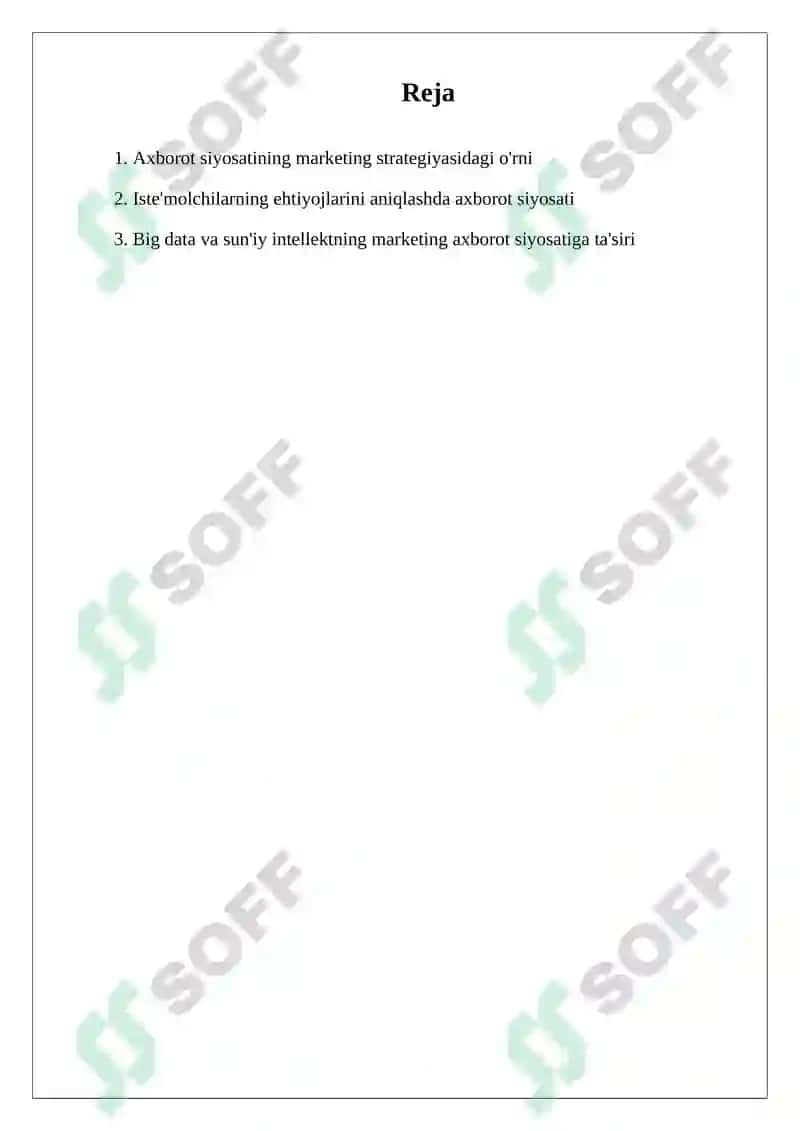 Marketingda Axborot Siyosati 2