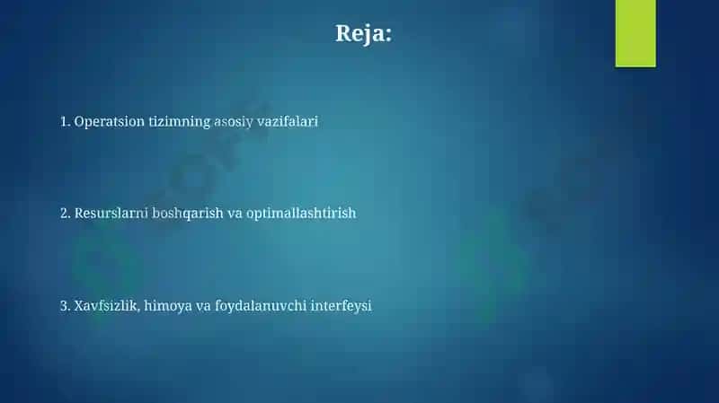 Operatsion Tizimning Vazifalari 2