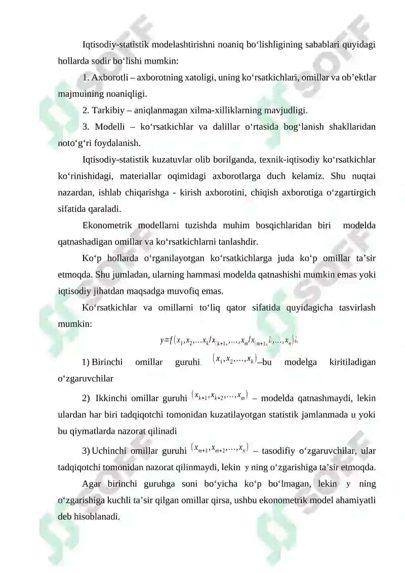 EKONOMETRIK MODELLARNING AXBOROT TA’MINOTI 2