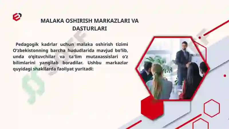 MALAKA OSHIRISH MARKAZLARI VA DASTURLARI 2