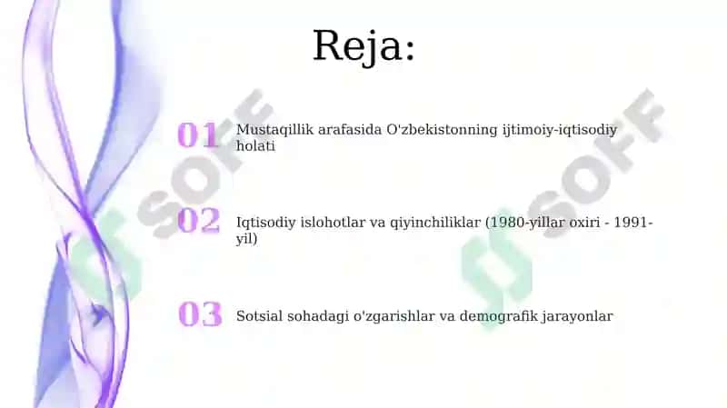 Mustaqillikka erishish arafasida O'zbekistondagi ijtimoiy iqtisodiy jarayonlar 2