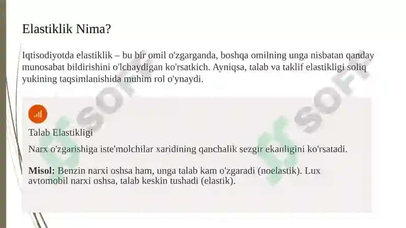 Talab va taklif elastikligiga koʻra soliq yukini hisoblash 2