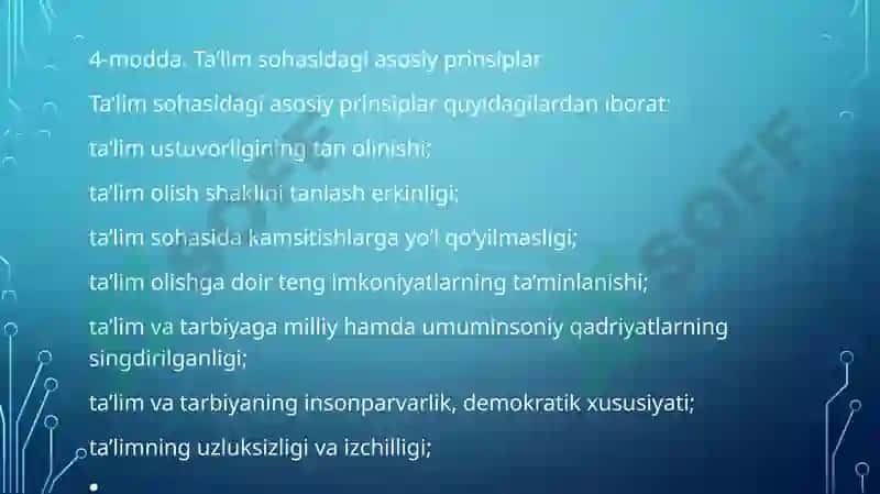 Ta’lim sohasidagi asosiy prinsiplar 2