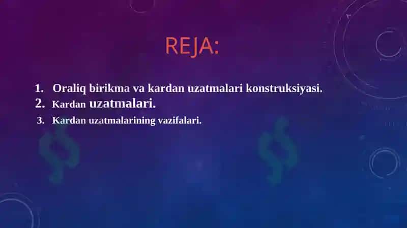 Oraliq Birikma va Kardan Uzatmalari Konstruksiyasi 2