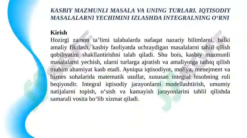Kasbiy Mazmunli Masala va uning turlari 2