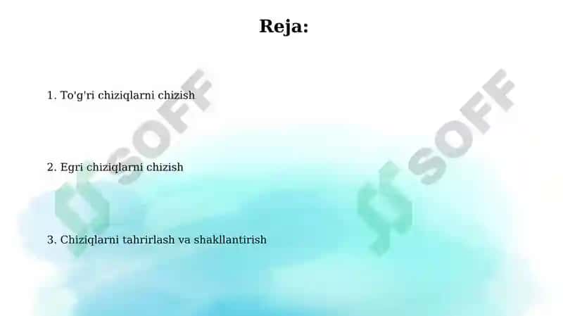 Corel Draw dasturida toʻgʻri va egri chiziqlar chizish 2